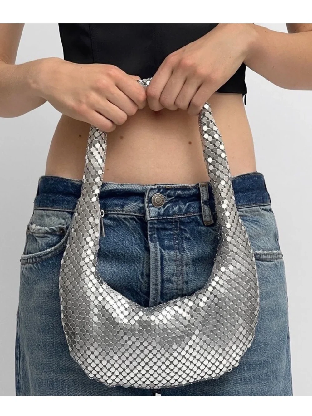 ZARA Metallic Mesh Shoulder Bag